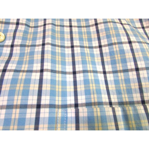 Peter Millar Men's Button Down Long Sleeve Blue Plaid Cotton Large Dress Shirt - Picture 7 of 14